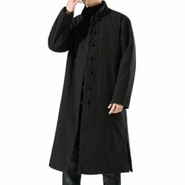 2022 Winter Men Chinese Style Lg Parkas Men Thick Warm Hanfu Coat Male Vintage Lg Robes Cott-Padded Jacket Windbreaker 3XL 71qc#