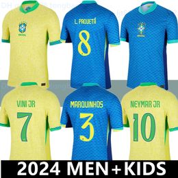 2024 Brazils Soccer Jersey NEYMAR JR Brasil CASEMIRO Seleção Nacional G.JESUS P.COUTINHO Home Away Men Kids L.PAQUETA T.SILVA PELE MARCELO VINI JR Camisa de Futebol Uniforme