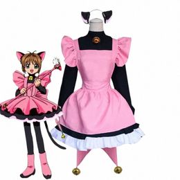 anime Card Captor Sakura Cosplay Costume Kinomoto Sakura Cosplay Costume Cat Costume Maid Lolita Costumes E1WG#