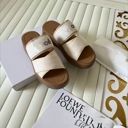 Top quality platform sandal Slipper Flat Clog Mules luxury Designer shoe Sliders Womens gift fashion woody Summer Casual Slide girl Beach canvas slipper