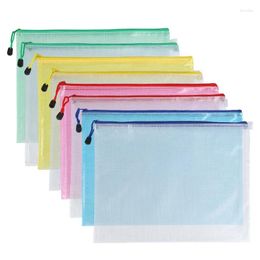 Storage Bags 10Pcs Mesh Zipper Pouch A4 A5 B5 Waterproof Durable Pencil Case School Office Supplies File