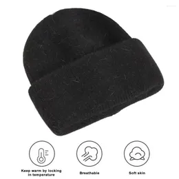 Berets Beanie Hat Soft Fur Winter For Women Warm Elastic Fluffy Knit Cap Cold Weather High Wear Resistant