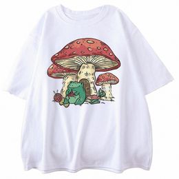 cute Featuring A Mushroom House And A Frog Mens Tops Vintage Oversize All-math Tee Clothing Casual Crewneck Man Cott T-Shirts s5de#