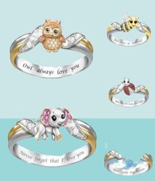 Owl Always Love You Rings For Girls Ladies Cute Animal Rings Unicorn Bee Elephant Turtle Rings6014219