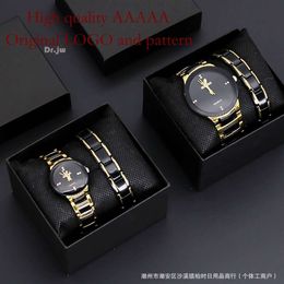 Conjunto de torção para casais, relógio de quartzo masculino e feminino, pulseira de aço, conjunto de relógio para casal