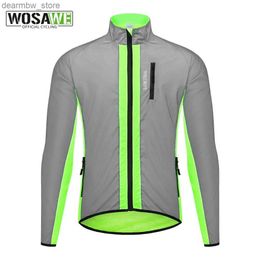 Cycling Jackets WOSAWE High Visibility Cycling Jacket Windproof Night Glowing Running Waterproof Reflective Bike Jacket Men Winter Windbreaker24328