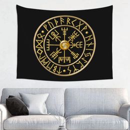 Tapestries Custom Norse Vegvisir Runes Tapestry Hippie Room Decor Viking Compass Wall Hanging For Dorm Home Decoration