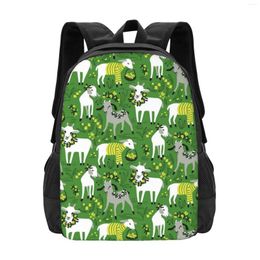 Backpack Goat Green Grass Classic Basic Canvas School Casual Daypack Office For Men Women