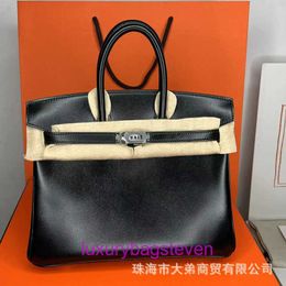 10A top quality bag women purse Hremms Birkks Designer Tote Bags BOX leather fully handmade wax thread hand 30 handheld original cowhide With Real Logo