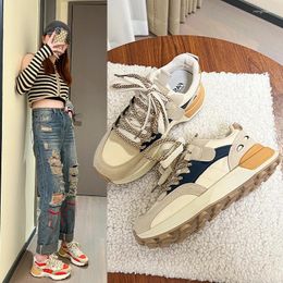 Casual Shoes Brown Platform Women's Sneakers 2024 INS Brand Men Sports Tennis Female Vulcanize Flats Lace Up Designer