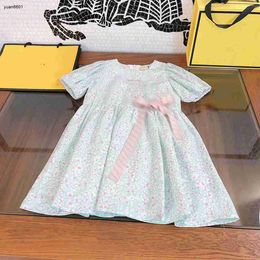 Popular girls dresses designer kids clothes Letter Jacquard Ribbon baby skirt child frock Size 100-160 CM Princess dress 24Mar