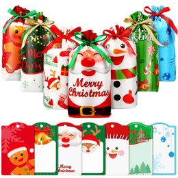 Gift Wrap Cabilock 56pcs Christmas Drawstring Bags Candy Party Favour Plastic Treat Goodies Wrapping