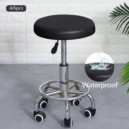 Chair Covers Waterproof Round Stool Cover PU Leather Bar Stretch Non Slip Easy To Clean Cushions