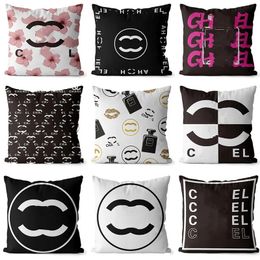 Designer Throw Pillow Black and White Throw Pillow Letter LOGO