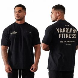 men's Gym T-Shirt Summer 2023 Sports Fitn Cott Crew Neck Short Sleeve Joggers Running Training T-Shirts Vintage Oversized g5oC#