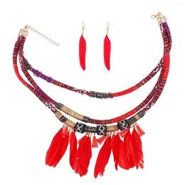 Necklace Earrings Set Jewelry Fancy Vintage Delicate Jewelries Fringed Red Creative Alloy Miss