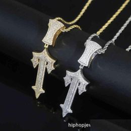 Pendant Necklaces Trapstar London Hip Hop Cross Pendant Inlaid Zircon Pop Rap Style Wearable Tennis Chain Cuba Drop Delivery 2022 308d