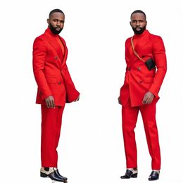 peaked Lapel Men Tuxedos Double Breasted Custom Made Blazer Slim Fit Celebrity Red Carpet Suits 2 Pieces H8zO#