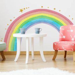 Stickers Large Rainbow Wall Stickers For Kids Room Decoration Wallpaper Giant Rainbow Stars Decals Removable Vinyl Murals Nursery Decor