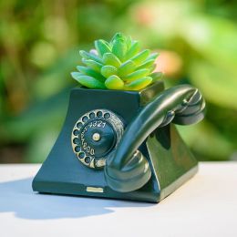 Planters Small Telephone Succulent Planters With Drain Holes Flowerpot Desk Decorate Small Ornament Personalised Gift