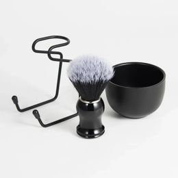 2024 Men Shaving Brush Set Alloy Facial Foam Bowl Men Beard Shaving Stand Moustache Cleaner Rack Shaving Cup Men Styling Accessories - for