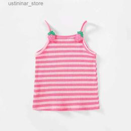 T-shirts New Womens Baby Tank Top Underwear 2024 Summer Fashion Pink Cute Cotton Short sleeved Preschool Girls Dress24328