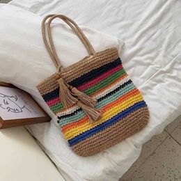 Colorful Paper Grass Woven Bag Portable High Capacity 3D Flower Tote Single Shoulder Womens Beach Bags