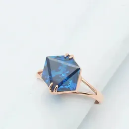 Cluster Rings Russia 585 Purple Gold Woman Blue Stone Three-dimensional Fashion Ring Trend Personality Plated 14K Rose For Women