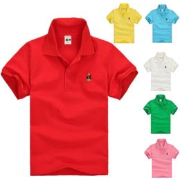 Summer Teenager POLO Shirts 3-14Yrs Children T-shirt For Girls Short-Sleeve Baby Tops Boys Tee Shirts Solid Color Kids Outerwear 240319