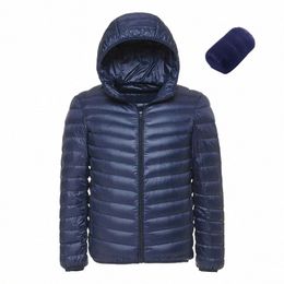 fi Boutique White Duck Down Solid Colour Lightweight Men's Casual Hooded Down Jacket Male Down Jacket Spring and Autumn H0Jl#