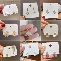 Charm Simple Zircon Sparkle Earring for Women 925 Silver Needle Stud Earrings 2023 New Heart Pearl Dainty Jewellery Wedding Y240328