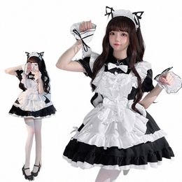 anime Apr Dr Dark Gothic Black and White Maid Dr Cosplay Palace Cos Soft Girl Dr Party Stage Costume E59e#