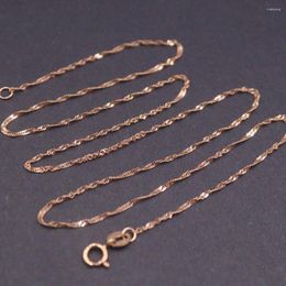 Chains Real 18K Rose Gold Chain For Women 1.2mm Twist Singapore Link 18inch Length /1.1-1.2g