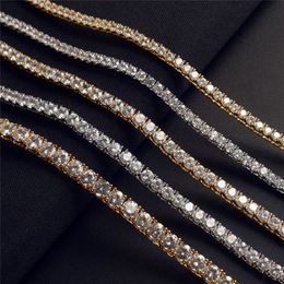 3mm 4mm 5mm 18 20 22 24inch Men Women Tennis Chain Necklaces Silver Gold Color CZ Men Chain Fashion Jewelry2264