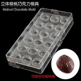 2pcsset High quality Hard Plastic 2 in 1 walnut Shaped Durable Polycarbonate Transparent Chocolate Mould PC Jelly Candy Mould 240325