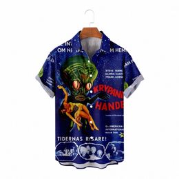 men's Oversized Shirt Alien Species 3D Printed Shirt Hawaiian Shirt Summer Casual Beach Short Sleeved v5mu#