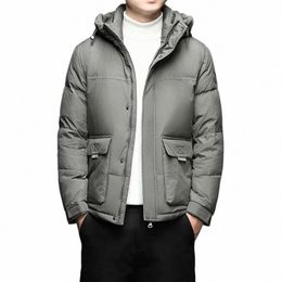 fi Brand White Duck Down Coat Men's Casual Hooded Down Coat Warm Winter Jacket s8dS#