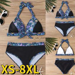 Women's Swimwear 2023 Summer Women Sexy Bikini Swimwear Women Set Swimsuit Two-piece Set Swimsuit High Waist Bikinis Vintage Print Bathing Suit T240328