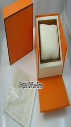 Hight Quality Orange Watch Box Whole Original Mens Womens Watch Box With Certificate Card Gift Paper Bags H Box Puretime311o9496397