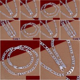 Pendant Necklaces Wholesale 925 Stamp Sier Colour Necklace High Quality Wedding Noble Women Men 8Mm Chain Man Charm 45-60Cm Fashion D Otlpi