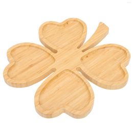 Dinnerware Sets Four-leaf Dried Fruit Plate Trinket Tray Wood Creative Desktop Ornament Snack