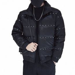 winter Thicken Zipper Jackets Men Fi Letter Print Puffer Parka Warm Casual Streetwear Overcoat Oversize Hiphop Men Clothing A0zh#