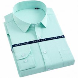 men's Lg Sleeve Classic Solid Basic Dr Shirts Patch Chest Pocket Regular-fit Male Formal Busin Work Office White Shirt 54F5#