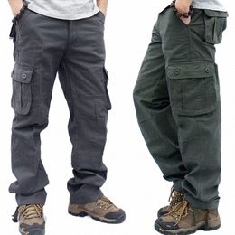 cargo Pants Men Military Work Overalls Loose Straight Tactical Trousers Multi-Pocket Baggy Casual Cott Army Slacks Pants M4yX#