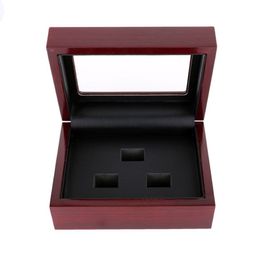 Red Black PU Leather Wooden Box Organiser Portable 12x16x7cm 2-9 Hole Case Championship Sports Ring274B