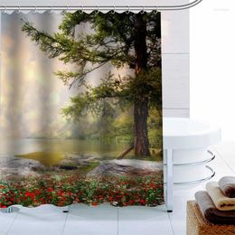 Shower Curtains Custom Simple Fresh Scenery Forest Curtain Waterproof Fabric Bath 180X180cm Polyester Bathroom