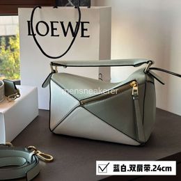 Bags Loe 2024 Puzzle Designer Bag Geometric Top Layer Cowhide Shoulder Crossbody Light Luxury Mini Mint Green Soft Leather Top Quality Handbag