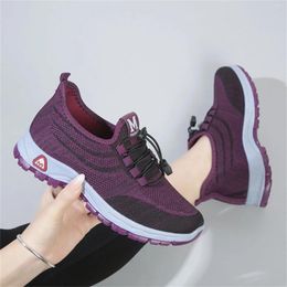 Casual Shoes Tennis For Women 2024 Flat Bottom Non Slip Woven Mesh Breathable Elastic Sneakers Woman Platform