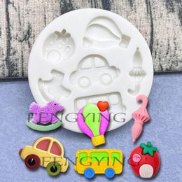 Baking Moulds Car Bus Rocking Horse Air Balloon Baby Series Silicone Mold Sugarcraft Cupcake Fondant Cake Decorating Tools