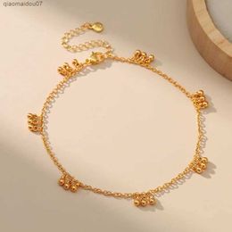 Anklets A simple 18k gold-plated round bead pendant necklace suitable for women exquisite Bohemian style metal chain for daily wear jewelry accessoriesL2403